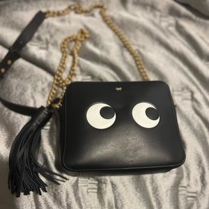 Eyes leather crossbody bag